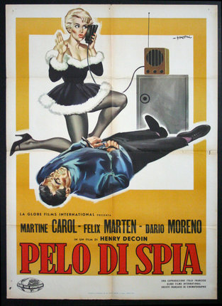 a movie poster of a man lying on his back with a woman singing into a microphone