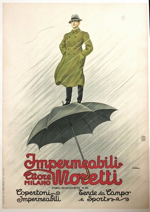 a man standing on an umbrella