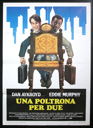 a movie poster of two men sitting in a chair