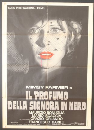 a poster of a woman with a bloody face