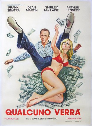 a poster of a man and a woman lying on money