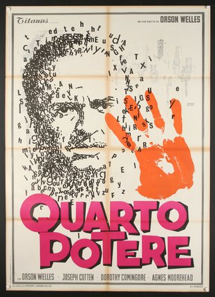 a poster with a man's face and hand drawn on it