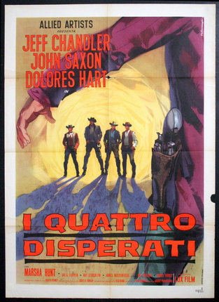 a movie poster with a group of men standing in front of a yellow wall