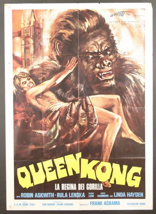 a movie poster of a man holding a gorilla