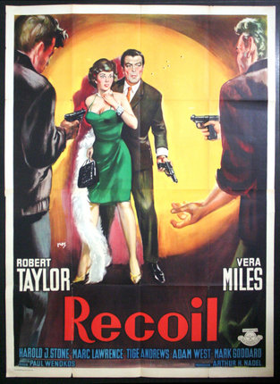 a movie poster with a man and woman holding guns
