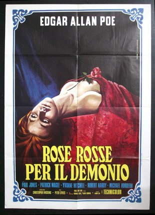 a movie poster of a woman lying on a red blanket