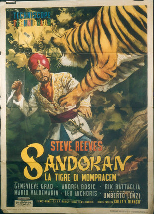 a poster of a man with a tiger