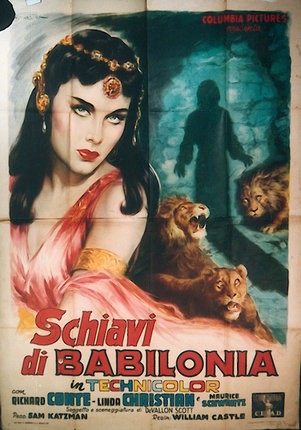 a poster of a woman with lions