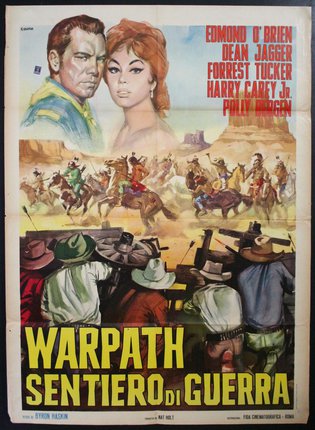 a movie poster with a man and woman on horseback