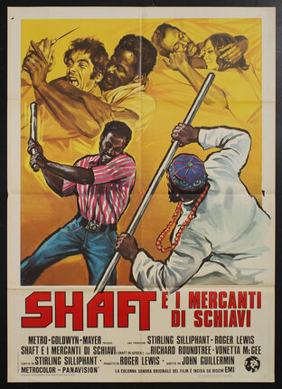 a poster of men fighting with sticks