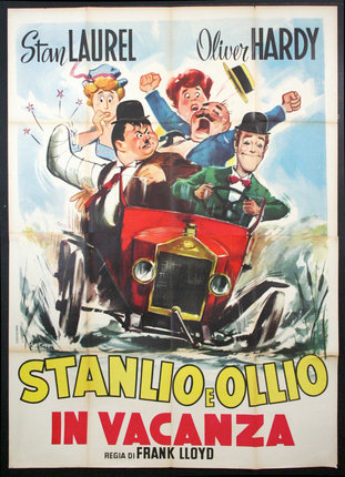 a movie poster of a car with a group of men in a red car