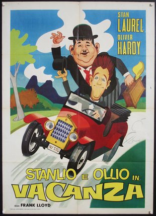 a movie poster of two men riding in a car