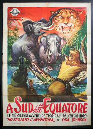 a poster of a man hunting elephants