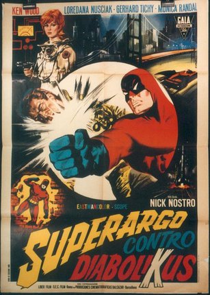 a movie poster with a man in a red garment