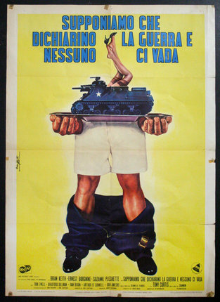 a poster of a man holding a tank