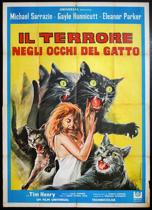 a poster of a woman and cats