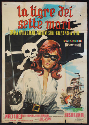a movie poster of a woman in a pirate garment