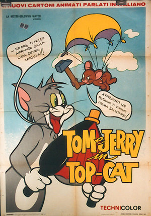 a cartoon poster of a cat and mouse