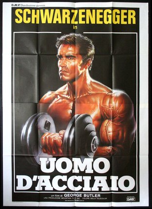 a poster of a muscular man lifting weights