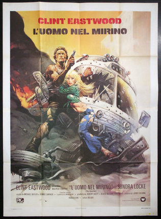 a movie poster with a man and a woman on a vehicle