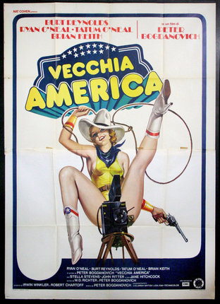a poster of a woman sitting on a tripod