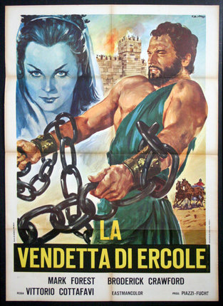 a poster of a man holding a chain