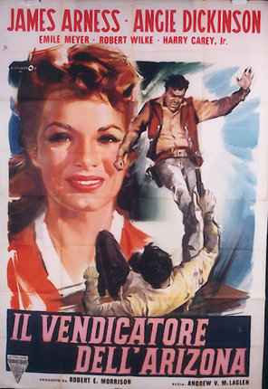 a movie poster of a man falling off a woman