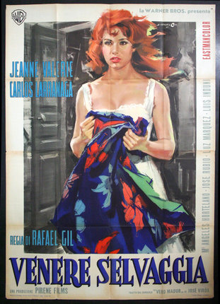 a poster of a woman holding a dress