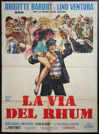 a poster of a man holding a woman on his back