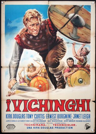 a movie poster with a man holding a shield and a sword