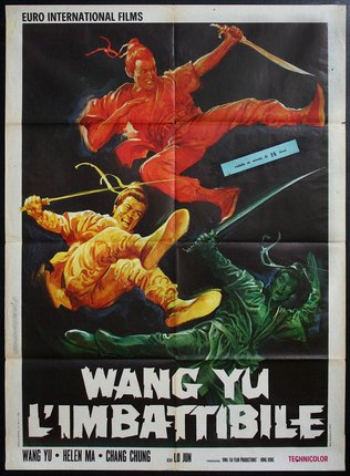 a movie poster with a man fighting with swords