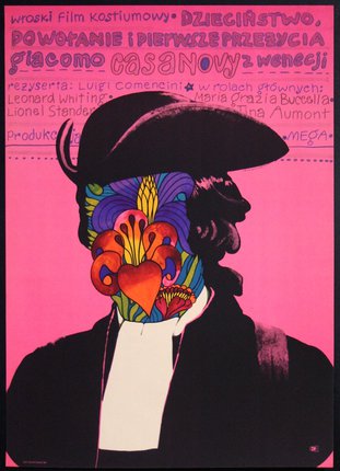 a poster of a man with a hat and a face painted