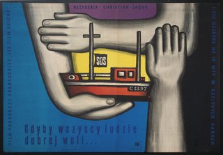 a poster of a ship in a hand