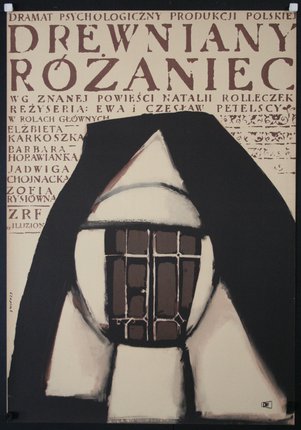 a poster with a black robe and a window
