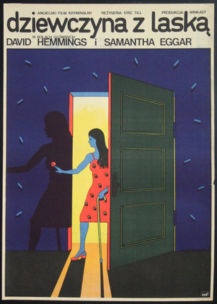 a poster of a woman opening a door