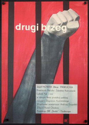 a poster with a fist in the jail bars