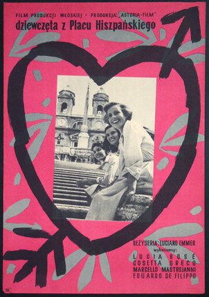 a poster with a heart and a picture of a woman smiling