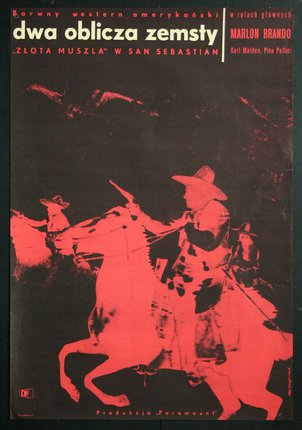 a poster with a red and black background