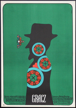 a poster of a man with a butterfly