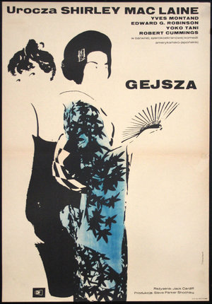a poster of a woman holding a fan
