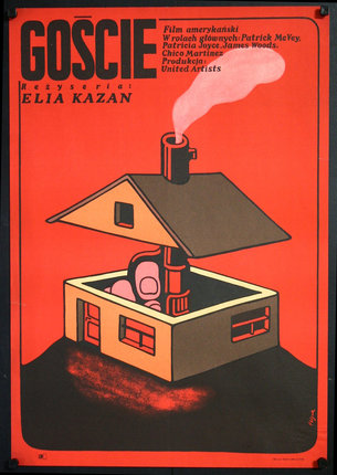 a poster of a house with smoke coming out of it