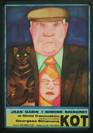 a poster of a man with a cat and a hat