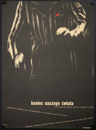a poster of a man in a striped shirt