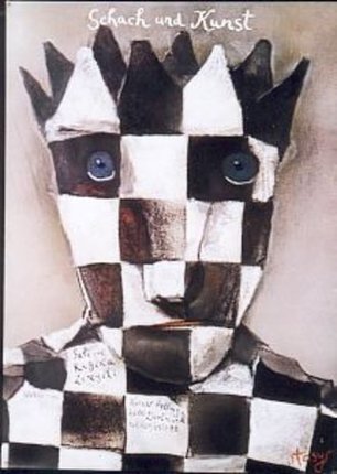 a painting of a man with a checkered face
