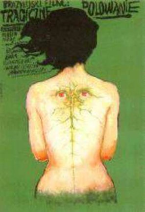 a back of a woman with a green background