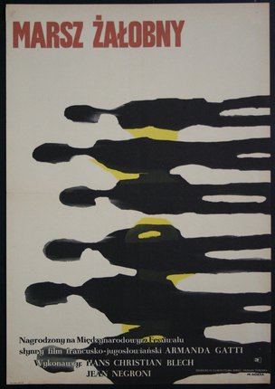 a poster with black and yellow paint