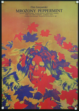 a poster with a skull and leaves