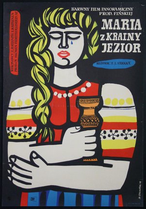 a poster of a woman holding a vase