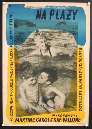 a poster of a woman and children in water