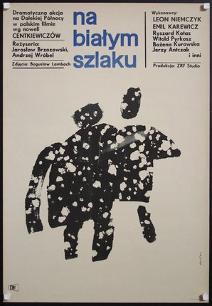 a poster with a black and white image